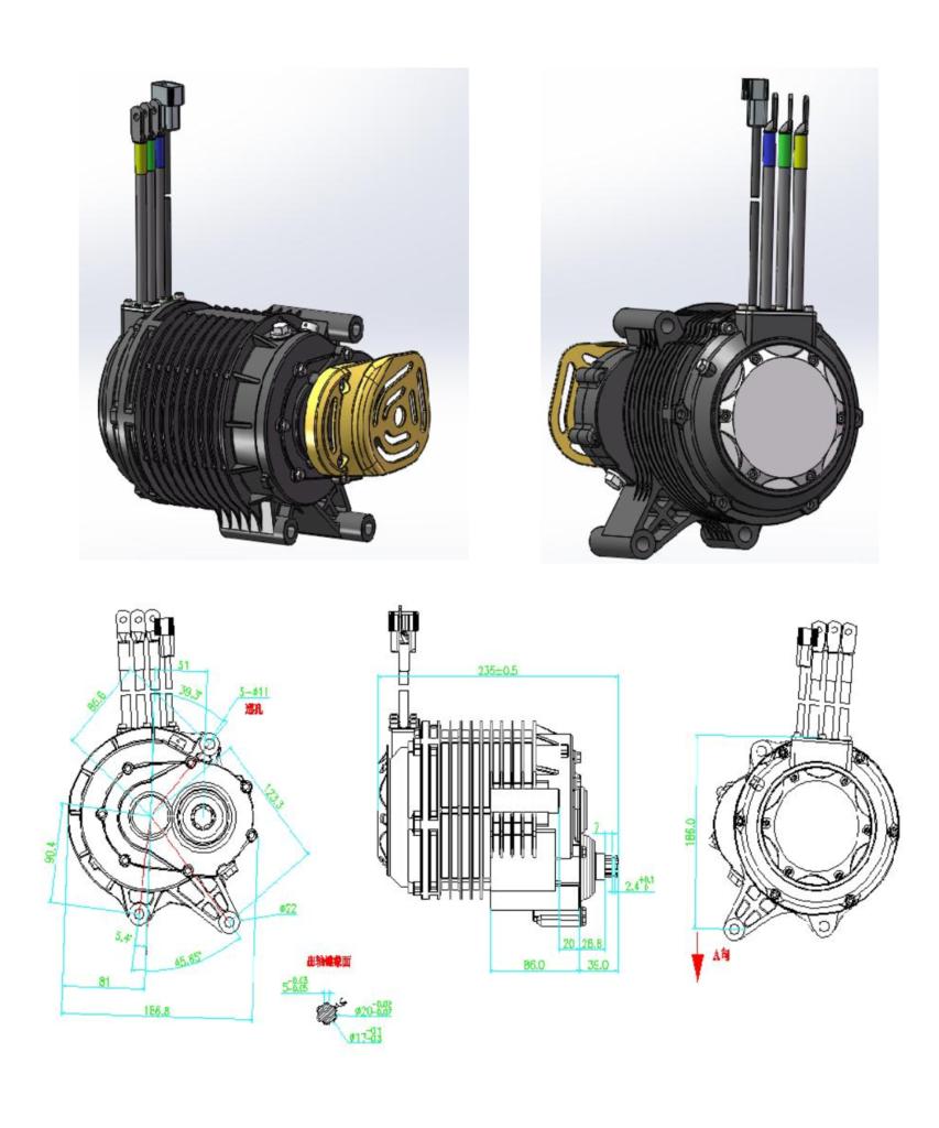 5000W 138 Hairpin winding pmsm motor